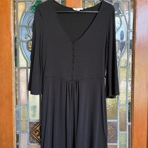 Boden Black V-Neck 3/4 Length Sleeved Dress